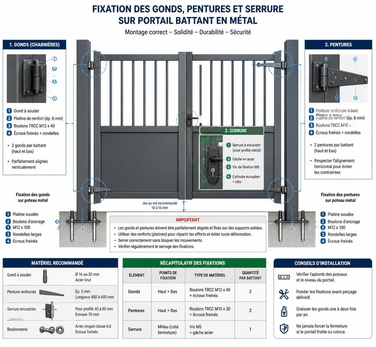découvrez notre guide complet sur la quincaillerie pour portail battant et maîtrisez l'installation étape par étape pour un portail sécurisé et fonctionnel.